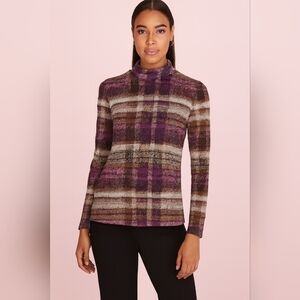 SALE!!! Bar III, Plaid, Lined, Thin, Mock Neck Blouse, W/Sheer Sleeves, Size XXS